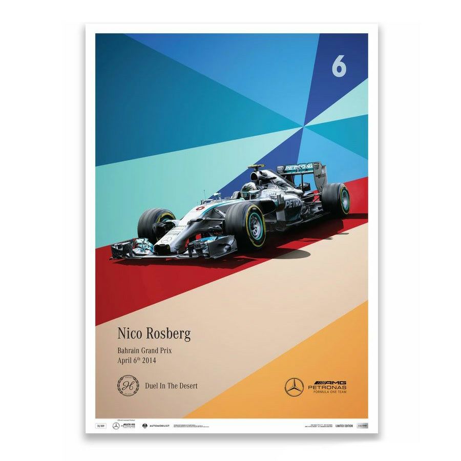 ポスター オートモビリスト Mercedes AMG Petronas Motorsport 2014 ニコ・ロズベルグ リミテッド エディション ポスター モータースポーツ 雑貨 Automobilist