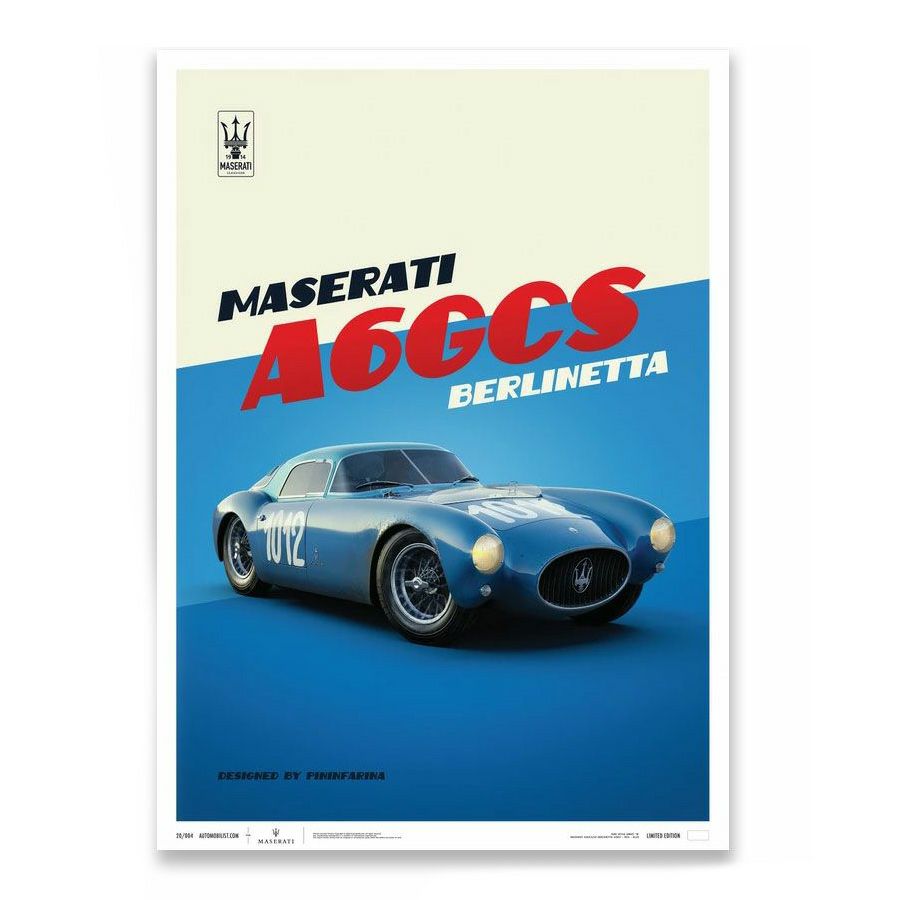 ポスター オートモビリスト マセラティ A6GCS Berlinetta 1954年 ジーロ・ディ・ウンブリア ポスター モータースポーツ 雑貨 Automobilist