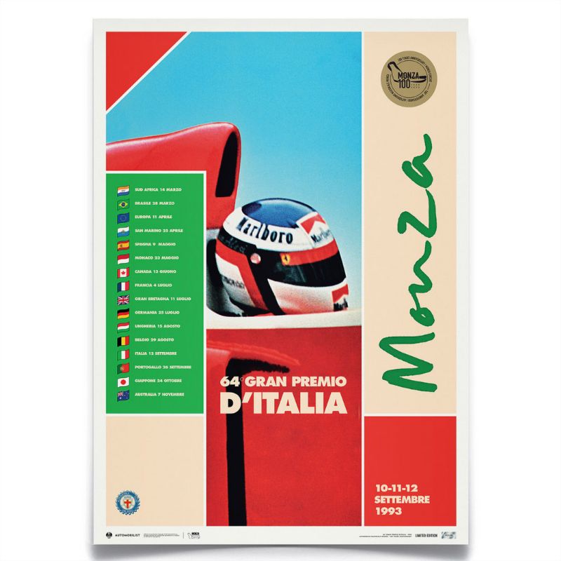 ポスター オートモビリスト MONZA CIRCUIT 100 YEARS ANNIVERSARY 1993 リミテッド エディション ポスター モータースポーツ 雑貨 Automobilist