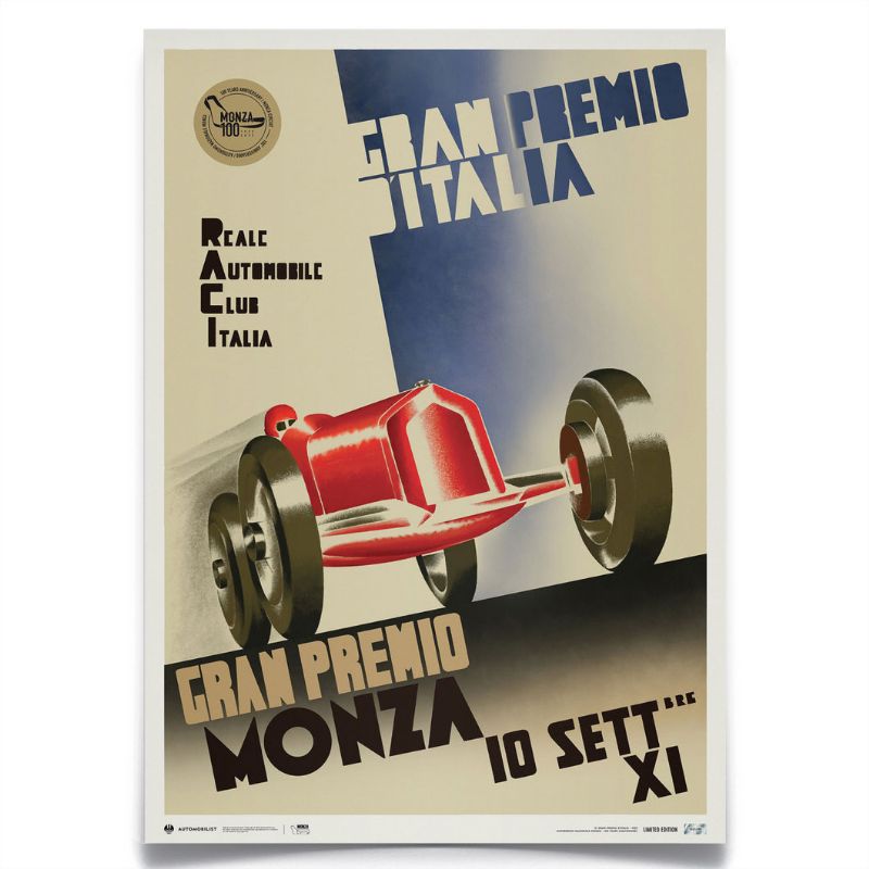ポスター オートモビリスト MONZA CIRCUIT 100 YEARS ANNIVERSARY 1933 リミテッド エディション ポスター モータースポーツ 雑貨 Automobilist