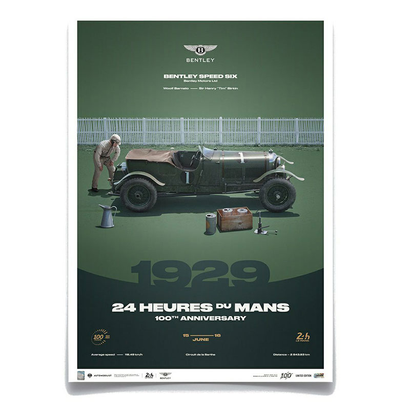 ポスター オートモビリスト BENTLEY SPEED SIX 1929 ル・マン24時間レース 100周年記念 リミテッド エディション ポスター モータースポーツ 雑貨 Automobilist