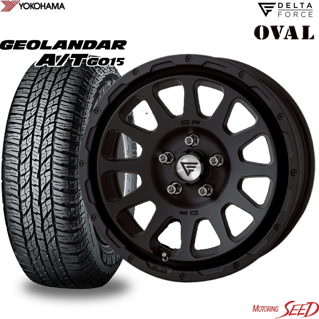 【デリカD5 RAV4等に】 FORCE DELTA FORCE OVAL 17×7J 5H 114.3 ＋32 × YOKOHAMA GEOLANDAR A/T G015 アウトラインホワイトレター 225/65R17 サマータイヤホイール4本セット