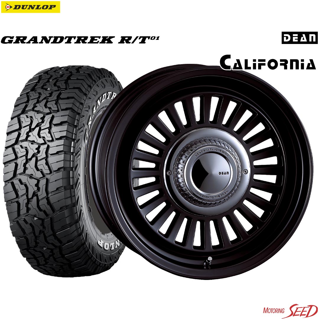 【ハイエース 200系等に】CRIMSON DEAN CARIFORNIA 16×6.5J 6H 139.7 +38 × DUNLOP GRANDTREK R/T01 ホワイトレター 215/65R16 C 109/107Q サマータイヤホイール4本セット|モータリングシード