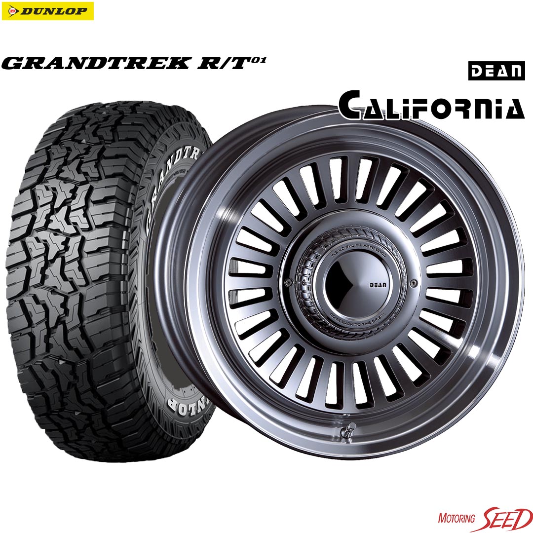 【ジムニーシエラ ノマド等に】CRIMSON DEAN CARIFORNIA 16×6J 5H 139.7 -5 × DUNLOP GRANDTREK R/T01 225/70R16 LT102/99Q ホワイトレター サマータイヤホイール4本セット|モータリングシード