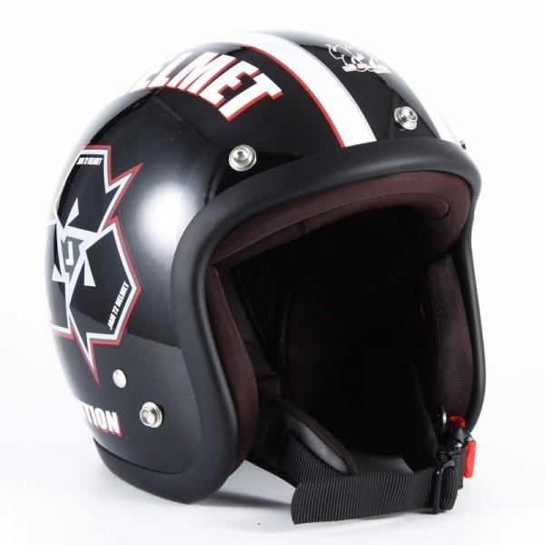 72JAM JET JJ-03 SPIKE（ブラック） ガラスフレークブラックベース グロス仕上げ スモールジェットヘルメット