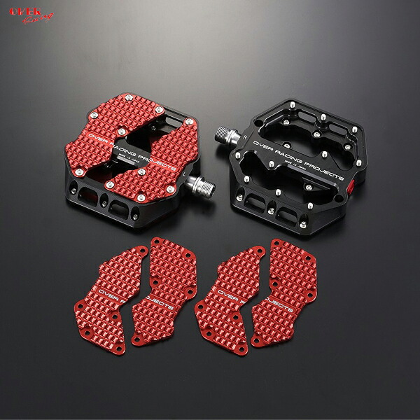 OVER Racing 51-A01-01B フラットペダル ラージ ノンスリッププレートタイプ BLK/RED YPJ-MT Pro(20-22)
