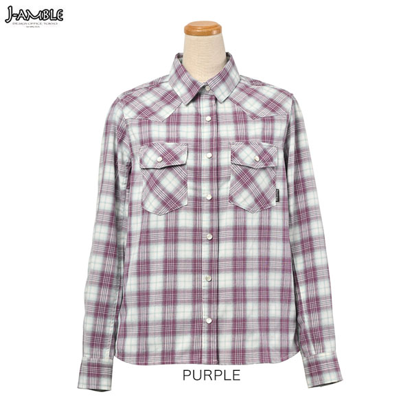 J-AMBLE ROJ-119 プロテクションレギュラーカラーシャツ RossoStyleLab(レディース) PURPLE｜二輪用品店 MOTOSTYLE 店