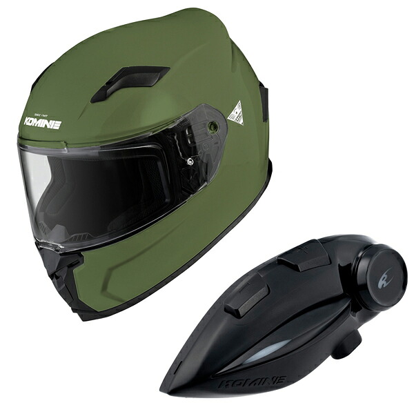 コミネ HK-170 FL フルフェイスヘルメット + KK-902 モーターサイクルインターカム Olive