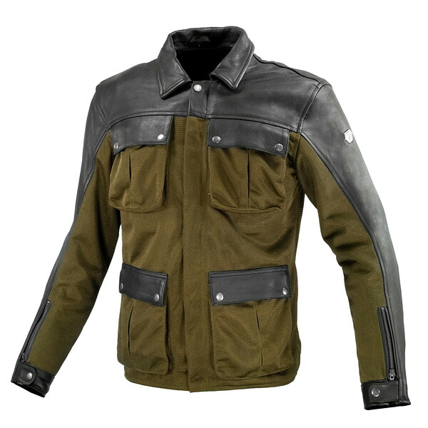コミネ JK-170 レザーメッシュロングジャケット Olive