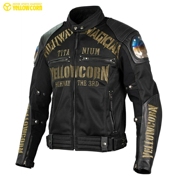 YELLOW CORN（イエローコーン） YB-5109 メッシュジャケット ブラック-ゴールド