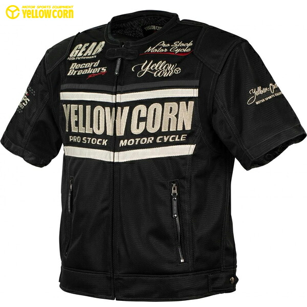 YELLOW CORN（イエローコーン） YMT-007 プロテクティブメッシュTシャツ ブラック-アイボリー