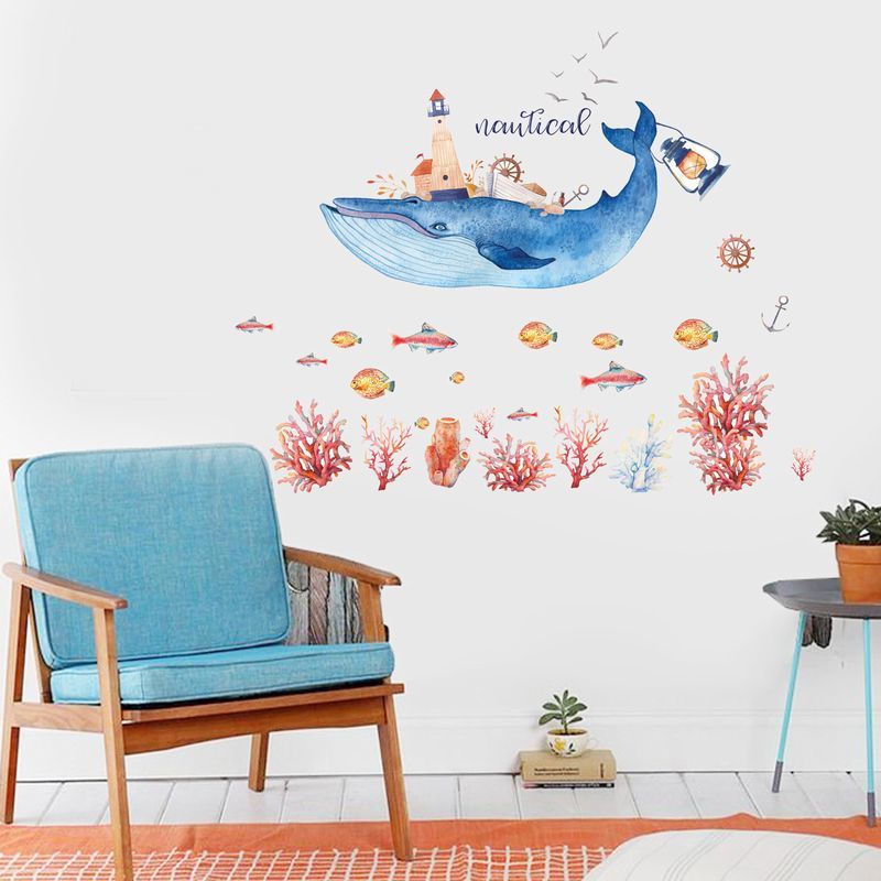 楽天市場 送料無料 ウォールステッカー 子供部屋 模様変え マリン 動物 海 魚 クジラ 鯨 サンゴ イカリ 船 カモメ 爽やか かわいい 夏 涼しげ アニマル 壁 リフォーム 壁紙シール パーティー イベント インテリア Motto Motto