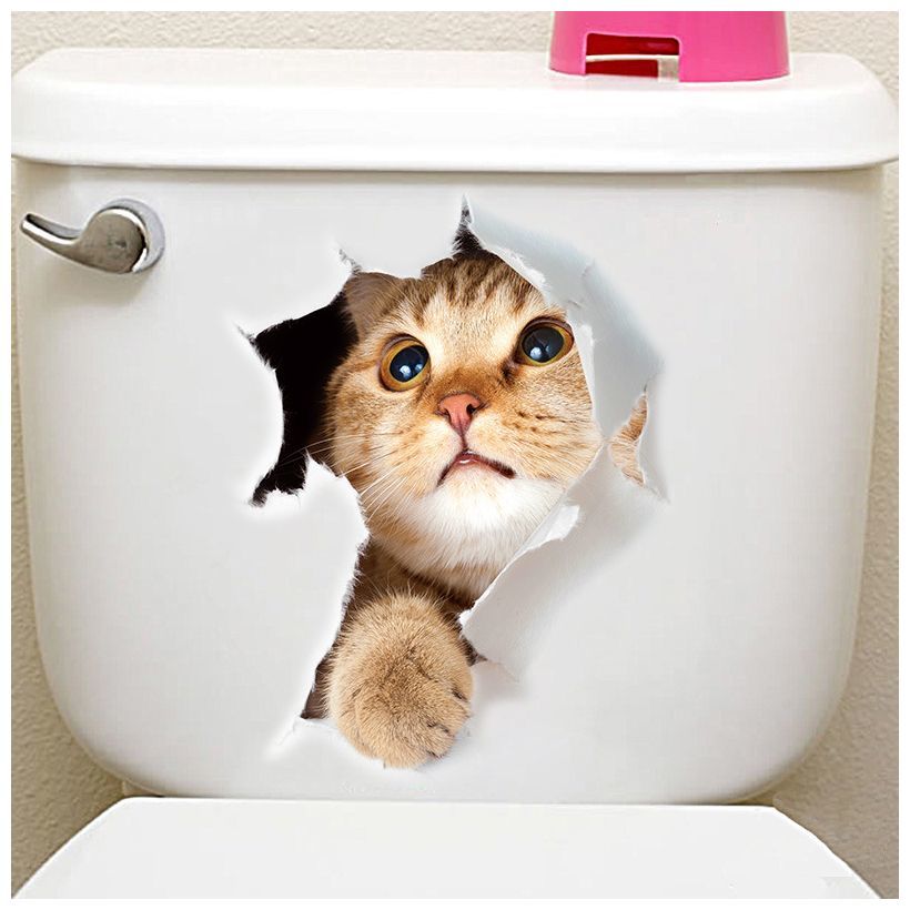 楽天市場 送料無料 ウォールステッカー 壁紙シール 面白い 子供部屋 猫 キャット 可愛い 3d 模様替え イベント インテリア オシャレ 室内装飾 Motto Motto