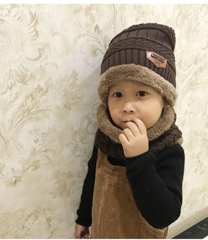 送料無料 ニット帽 裏ボア 子供用 2点セット 男の子 キッズ 女の子 裏起毛 ネックウォーマー