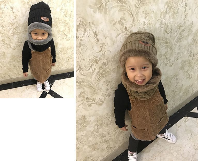 送料無料 ニット帽 裏ボア 子供用 2点セット 男の子 キッズ 女の子 裏起毛 ネックウォーマー