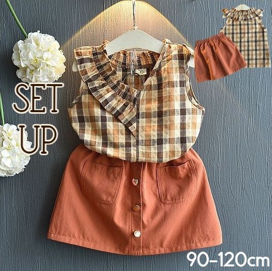 期間限定で特別価格 送料無料 セットアップ 上下セット 2点セット キッズ 子供服 女の子 ノースリーブ Vネック ブラウス プルオーバー チェック柄 台形スカート ウエストゴム ミニ丈 トップス ボトムス ショート丈 アシンメトリー フリル ポケット おしゃれ カジュアル 期間限定で特別価格 送料無料 セットアップ 上下セット 2点セット キッズ 子供服 女の子 ノースリーブ Vネック ブラウス プルオーバー チェック柄 台形スカート ウエストゴム ミニ丈 トップス ボトムス ショート丈 アシンメトリー フリル ポケット おしゃれ カジュアル