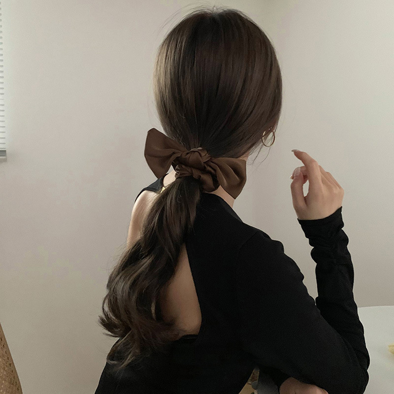 シュシュ ヘアゴム 髪留め かわいい リボン まとめ髪 サテン調 無地 ヘアアクセサリー シンプル 髪飾り レディース