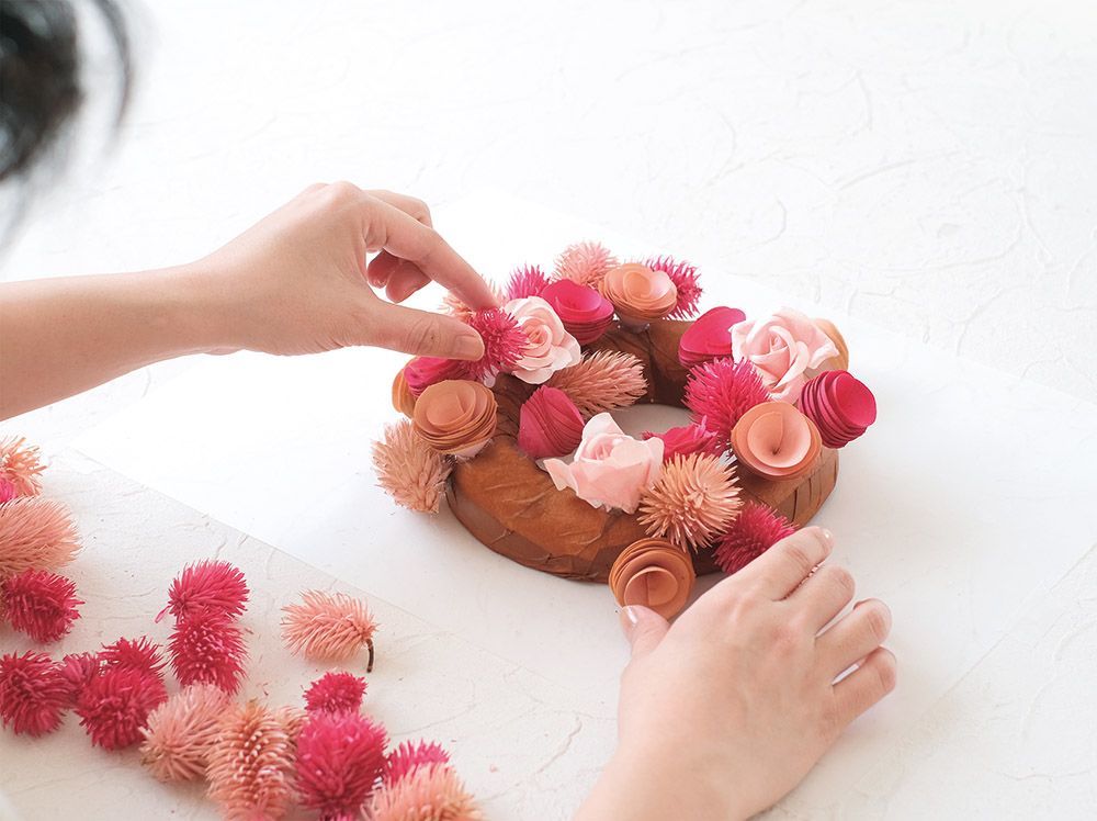 送料無料 リース 玄関飾り ナチュラルリース フラワーリース 手づくりキット お花 Mサイズ 花