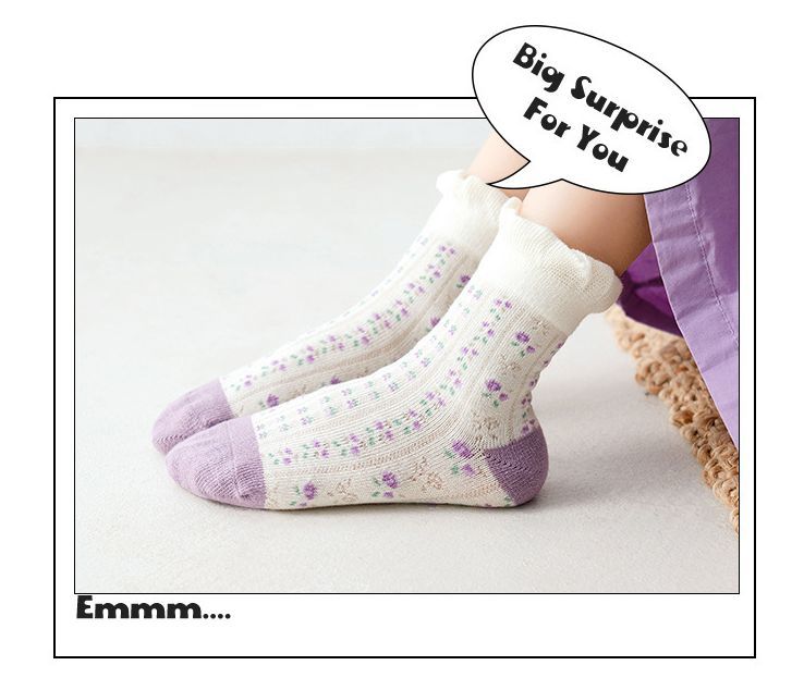 送料無料 クルーソックス ベビー フリル 女の子 赤ちゃん キッズ 子供用 かわいい ボーダー 5足セット ドット 靴下 チェック 花柄