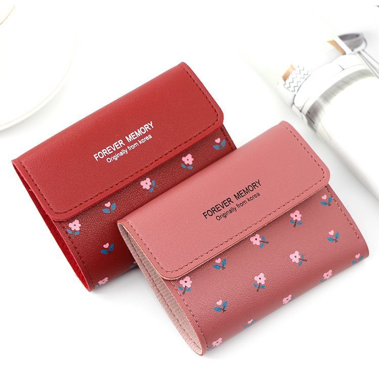 最新入荷】 送料無料 三つ折り財布 財布 レディース 女性 ウォレット フェイクレザー コンパクト 花柄 フラワー スナップボタン カード入れ  お札入れ 小銭入れ somaticaeducar.com.br