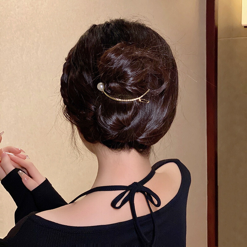 公式 送料無料 ヘアクリップ レディース ヘアアクセサリー 髪留め 髪飾り まとめ髪 フェイクパール ヘアアレンジ ハーフサークル ゴールドカラー  簡単 女性用 婦人用 ロングヘア セミロング 誕生日 母の日 プレゼント 贈り物 somaticaeducar.com.br