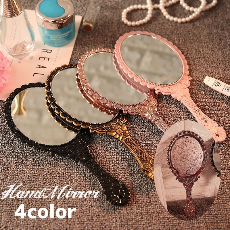 楽天市場】送料無料 手鏡 ハンドミラー 楕円 持ち手 手持ち 花