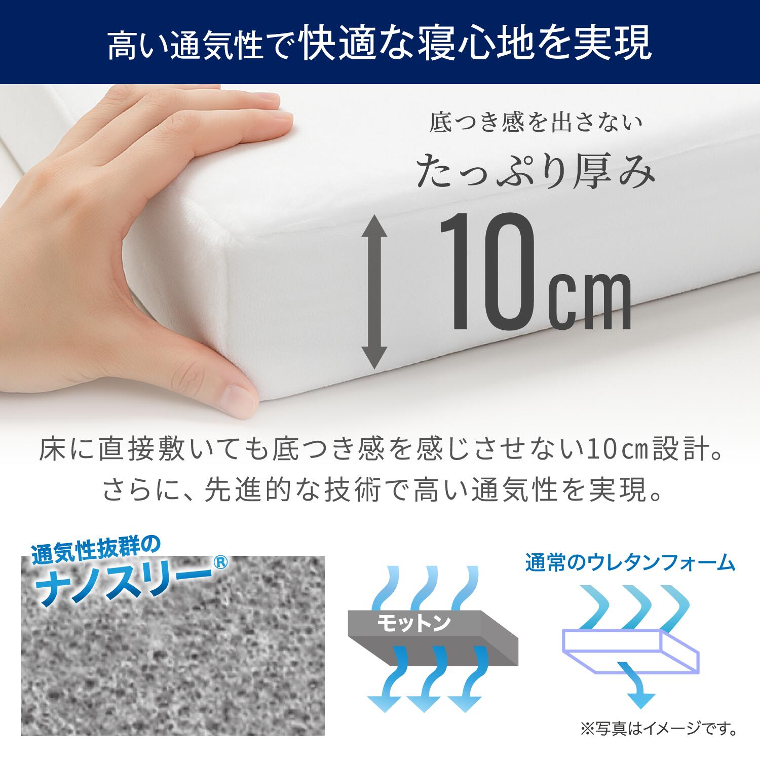 高反発マットレス モットン シングル マットレス ベッド 敷布団 体圧分散 10cm かため やわらかめ 日本製