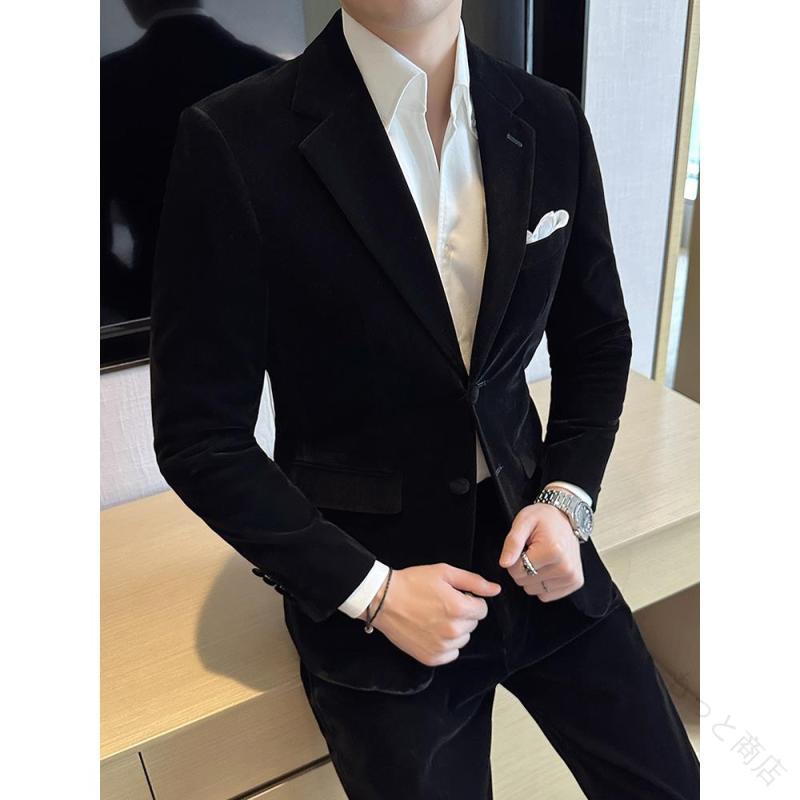 スーツ 春 メンズ 服 シンプル ファッション オシャレ 大人 かっこいい 大きいサイズ ストリート 紳士服 ゴールド ベルベット ハイエンド ビジネス カジュアル フォーマル フィット 結婚｜もっと商店