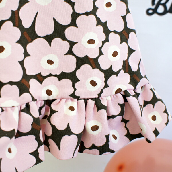 マリメッコ 子供服ワンピース 80cm 1歳 80cm 1歳 Unikko ウニッコ マリメッコ Lilla D Green 店頭受取も可 吹田 モットズット Marimekko 正規販売店 北欧を代表するアート マリメッコ 女の子 ワンピース お花柄