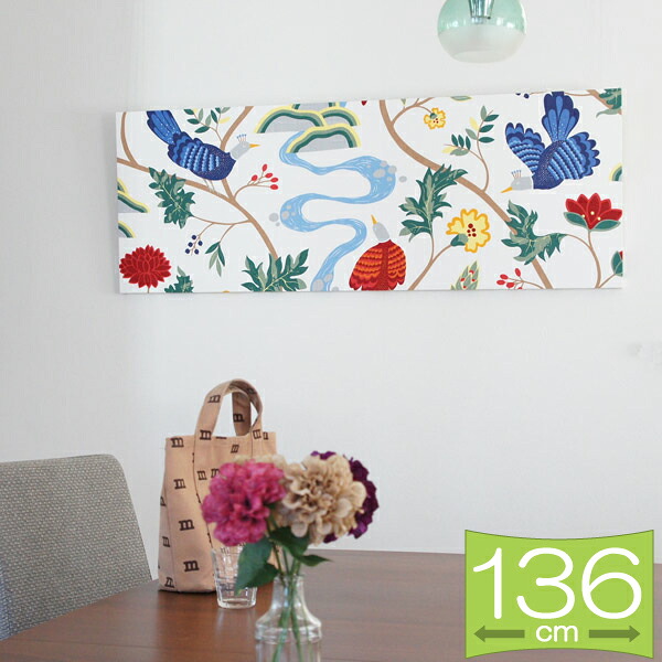ファブリックパネル ボラスコットン boras cotton BIRDLAND（バードランド）/WHITE 136&times;50cm【店頭受取も可 吹田】｜モットズット