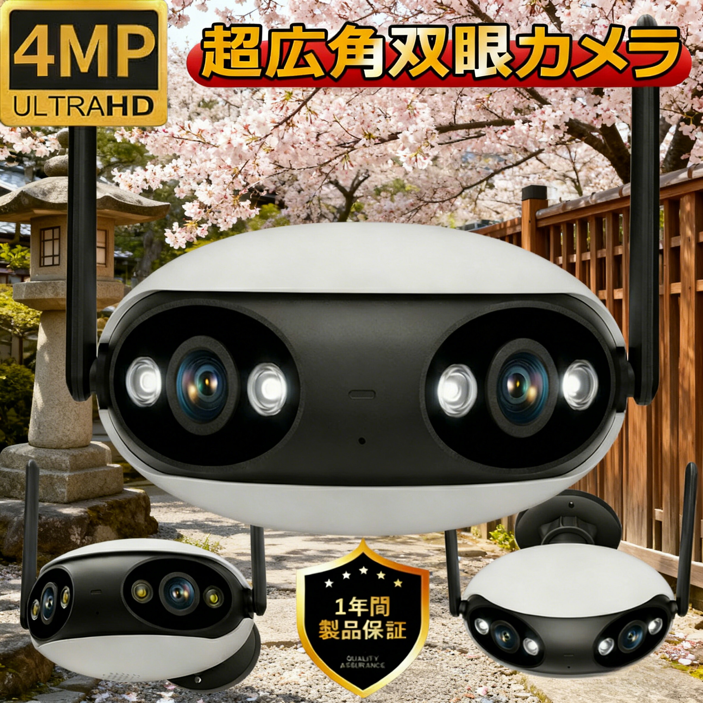 180&deg;超広視角 防犯カメラ 屋外 家庭用 ワイヤレス WIFI 2K画質 400万画素 防水 録画機能 無線 動体検知 双方向音声 映像共有 広角レンズ 監視カメラ SDカード対応 夜間撮影 スマホ 遠隔操作 死角なし ONVIF/NVR対応 業務用 玄関 倉庫 駐車場｜MOU123 13,528円