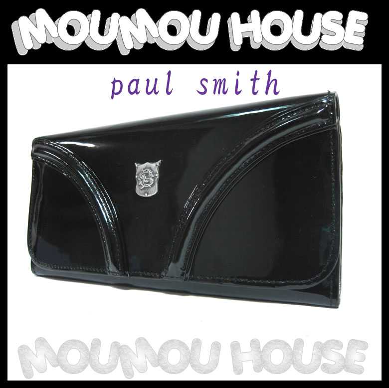 【送料無料】美品■Paul smith■ポールスミス■二つ折りファスナー付き長財布■エナメル■ブラック■マルチストライプ柄♪｜モウモウハウス店