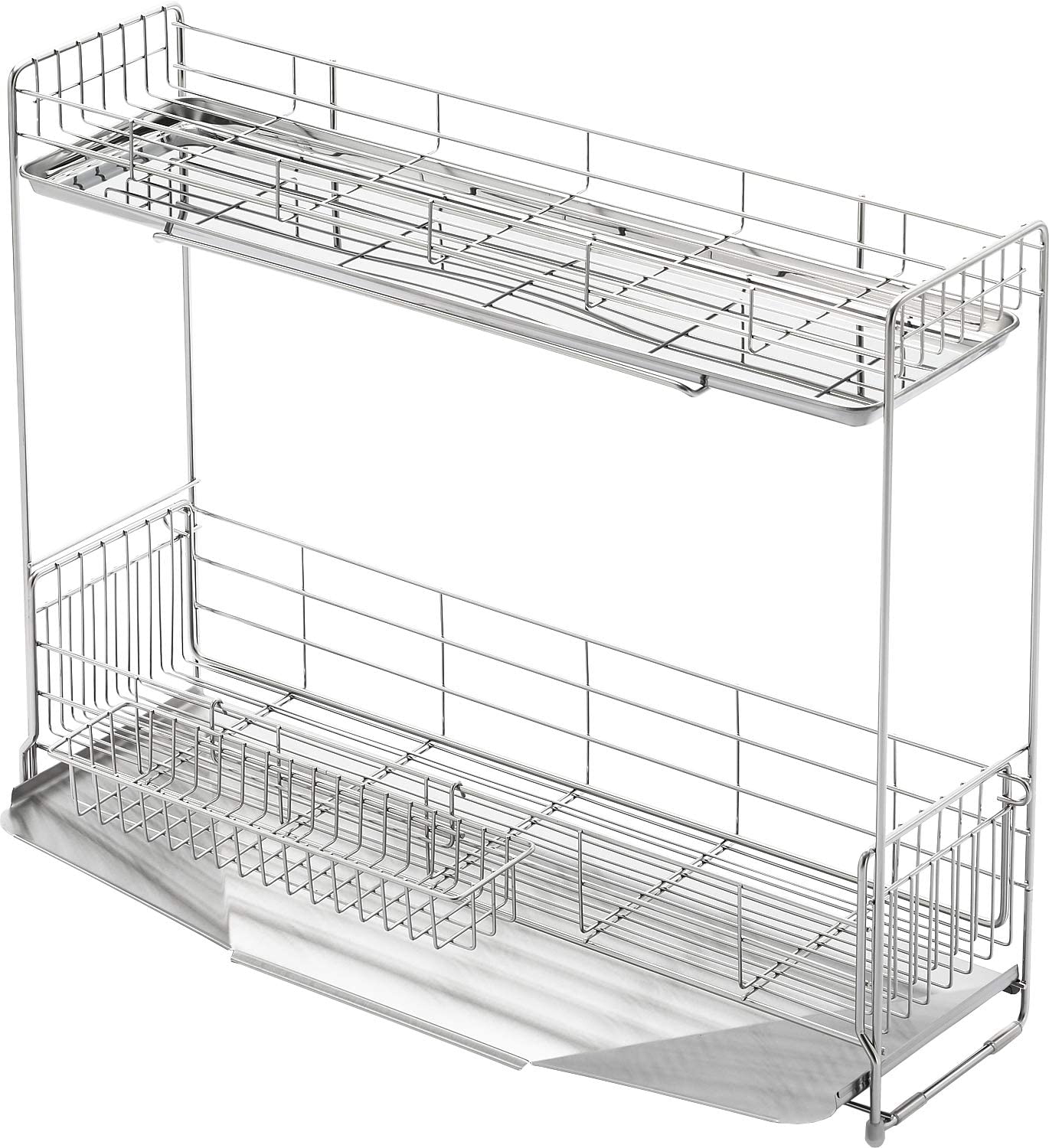 送料無料　ヨシカワ 日本製 水切りラック シンクサイド 幅の広がる2段水切り 15～27.5×57cm 1306081