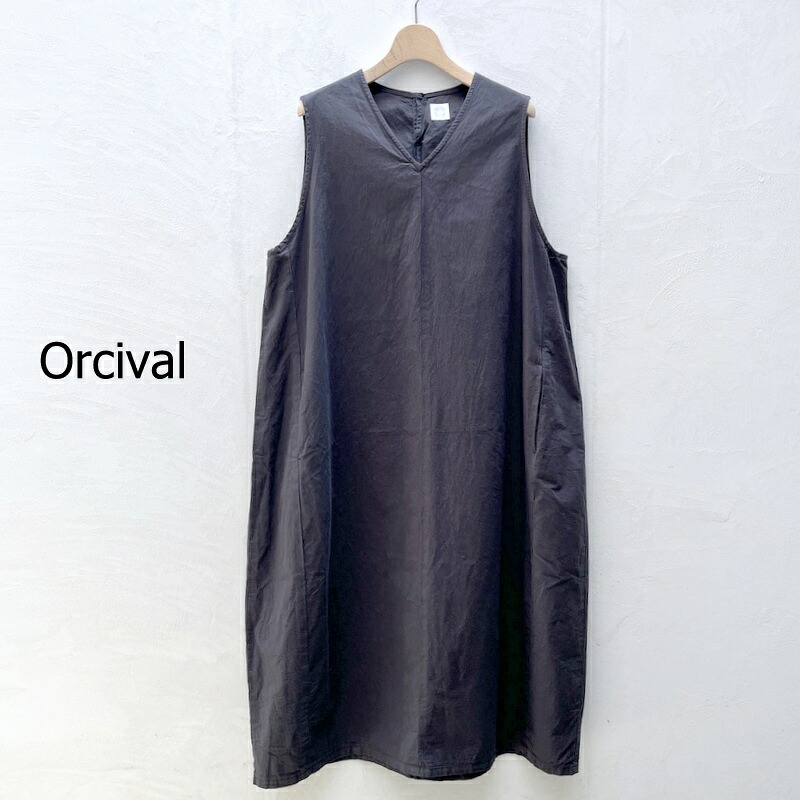 SALE 送料無料 Orcival(オーチバル)ガーメントダイ ノースリーブワンピース OR-G0112GDP ブラック|MOUNT BLUE SELECTION