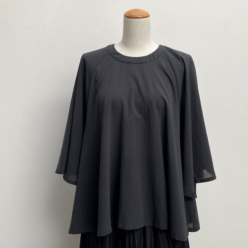 evam eva エヴァムエヴァ コットンフレア プルオーバー E261T119　スミクロ　cotton flare pullover｜MOUNT BLUE SELECTION