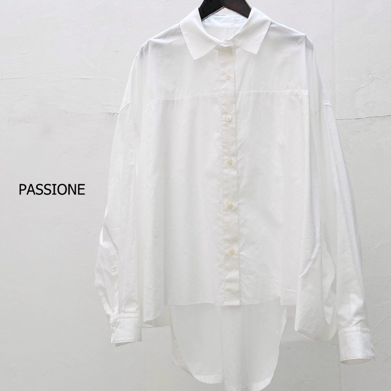 Passione（パシオーネ）コクーン シルエット　コットン シャツ 　616973レディース 白シャツ
