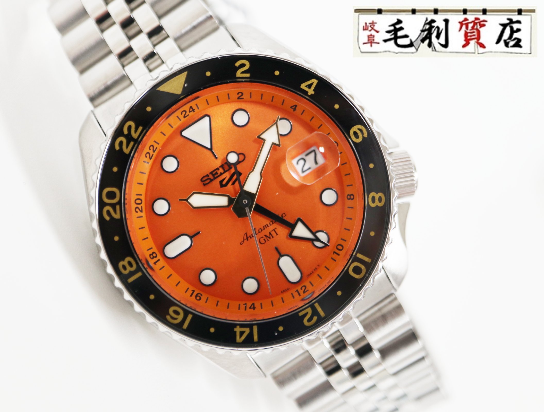 SEIKO 4R34-00A0/SBSC001 SS ／SS 5スポーツGMT Seiko 5 Sports GMT SBSC001 4R34-00A0 Automatic Watch Black