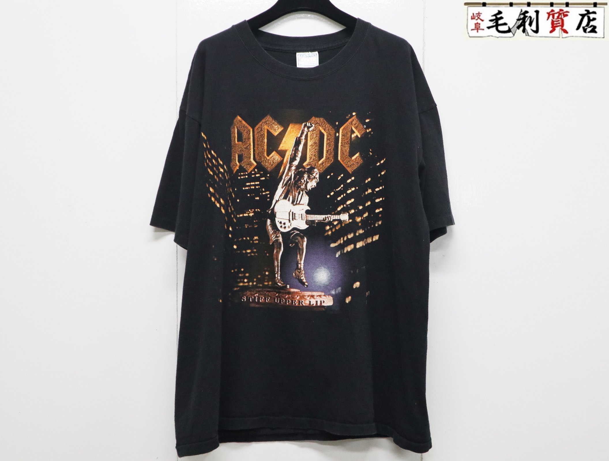 ヴィンテージ 2000s AC/DC STIFF UPPER LIPツアー プリント Tシャツ サイズXL ブラック ACDC【中古】ロック Tシャツ|毛利質店