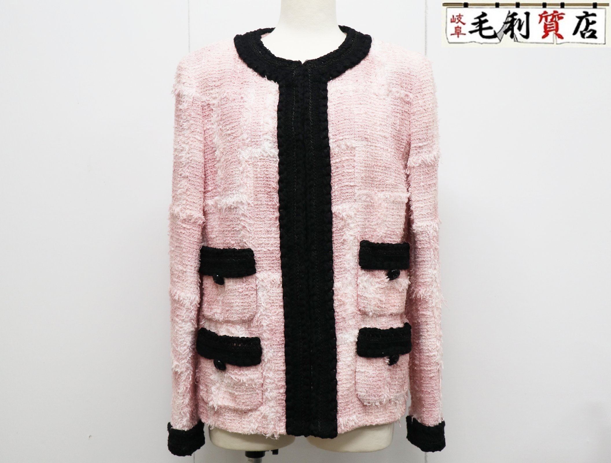 シャネル CHANEL 2022年航海 ツィード上衣 P71876 V63453 大きさ40 サクラ色 美品 【中古】 上衣