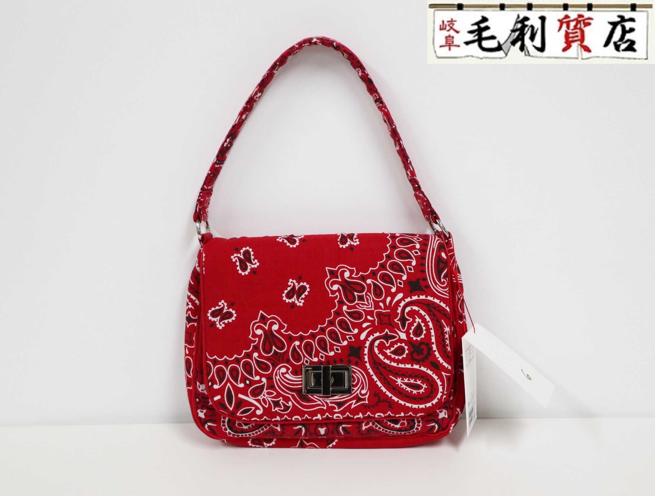 6 ROKU UNITED ARROWS &times; MIYAGIHIDETAKA ロク &times; ミヤギヒデタカ 86665000052 BANDANA FLAP BAG バンダナ レッド 極上美品 【中古】 バッグ｜毛利質店