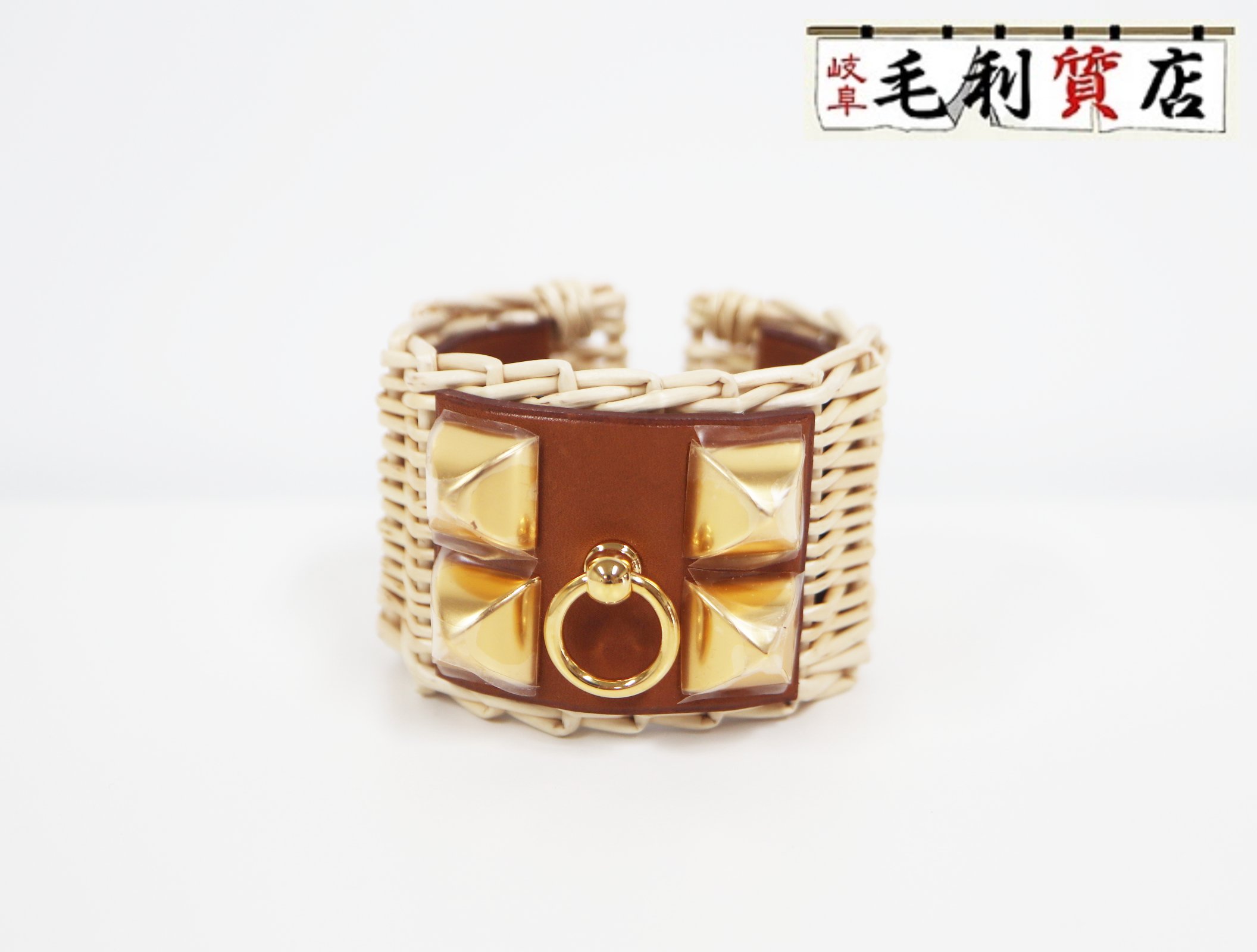 エルメス HERMES コリエ ドシアン メドール ピクニック レザー メタル ブラウン ゴールド Z刻 2021年 未使用 ブレスレット