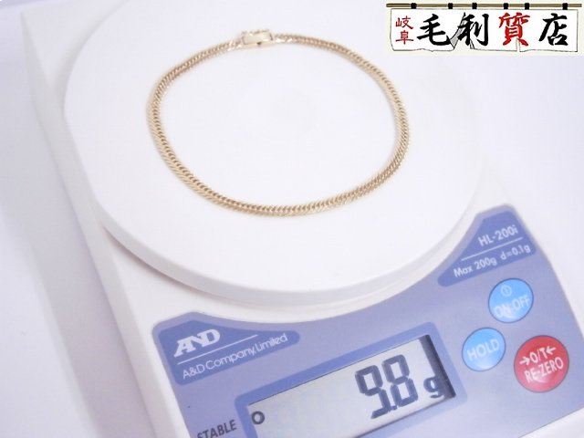 バーゲンで 美品 K18 キヘイ アンクレット 8面トリプル 9.8ｇ 8メン