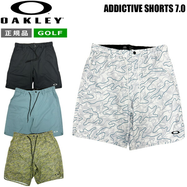 サイズ：L OAKLEY オークリー FOA405168 ハーフパンツ 総柄 ホワイト系 [240101413442] ゴルフウェア メンズ ストスト OAKLEY オークリー FOA405168 ハーフパンツ 総柄 ホワイト系