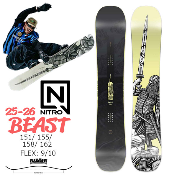 25-26 ナイトロ ビースト NITRO BEAST スノーボード 板 25-26-BO-NTR 151 155 158 162