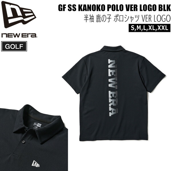 ニューエラ ゴルフ ウェア NEW ERA GOLF 半袖 鹿の子 ポロシャツ VER LOGO ブラック ポロシャツ メール便配送
