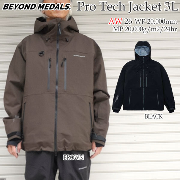 取っておく 26-27青写真 BEYOND MEDALS PRO TECH JACKET 3L ビヨンドメダル プロテックジャケット スノーボード お召しもの 上衣 3度合い 20K 雨合羽 うしろ側カントリー フリーライド メンズ 置き目品 26-27-JK-BML 黒いこと 赤銅色 S M L XL