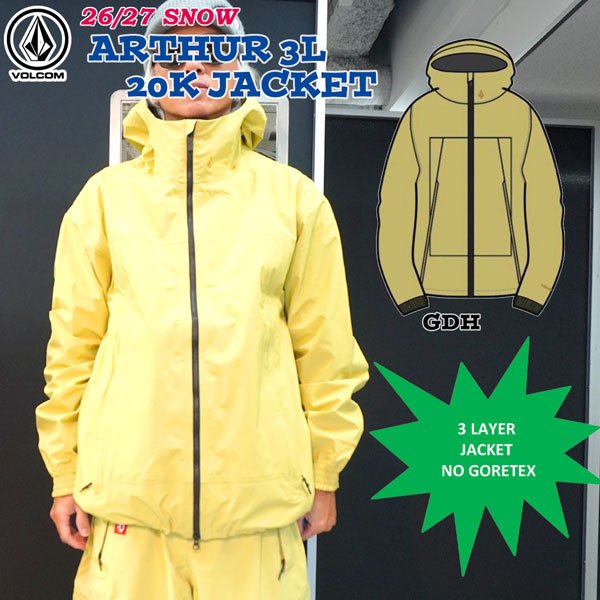 予約 26-27モデル VOLCOM ARTHUR 3L 20K JACKET ボルコム アーサー 3L20Kジャケットスノーボード ウェア ジャケット VOLCOM Arthur Longo 3レイヤー 20K 防水 フリーライド 正規品 26-27-JK-VLC GDH S M L XL｜MOVE