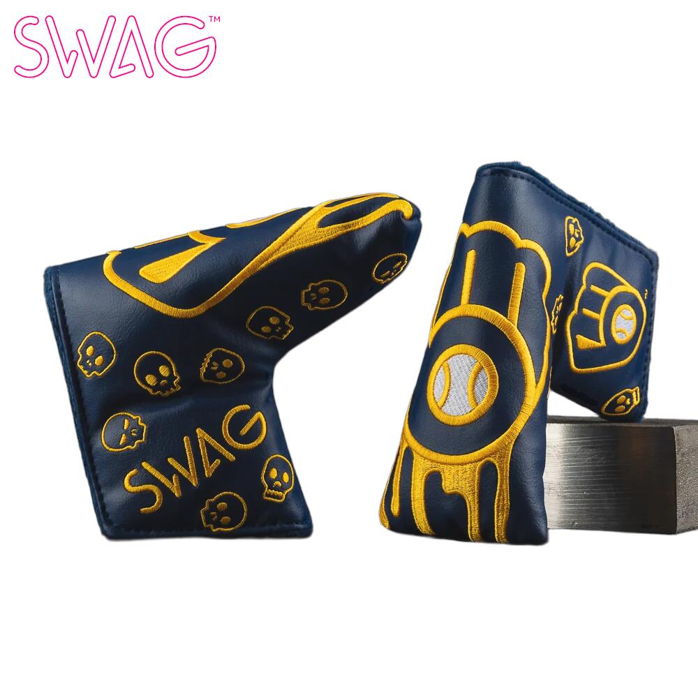 SWAG×MLB スワッグ ミルウォーキー ブリュワーズ ドリップ ブレード カバー パター用ヘッドカバー