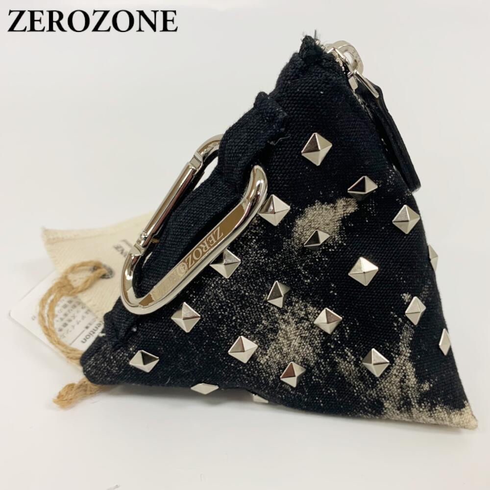 ZEROZONE POUCH ZZ25-SKBP01BS 無し領域 スタッズ付き添い人どんぶり鉢合切袋 どんぶり鉢容れもの 小入れもの 定め事品 メンズ レディース 【ZEROZONE 黒いこと続きもの】