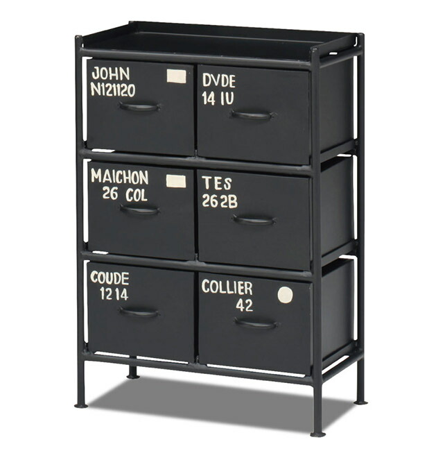 縦型 アイアンチェスト 4杯 グレー スチールチェスト 収納 チェスト ストッカー ラック 引出し